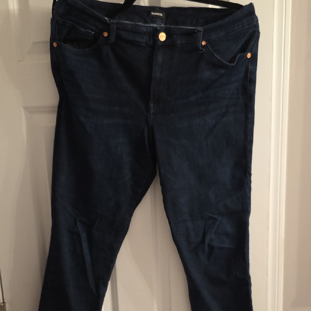 Express Women's Deep Indigo Straight Leg Jeans